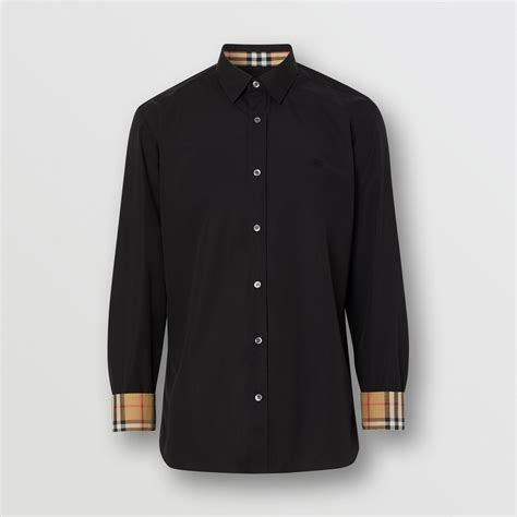 burberry stretch cotton poplin shirt black|burberry poplin shirt.